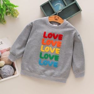 TODDLER GIRL BOY 100% COTTON LETTER EMBROIDERED CASUAL PULLOVER SWEATSHIRT